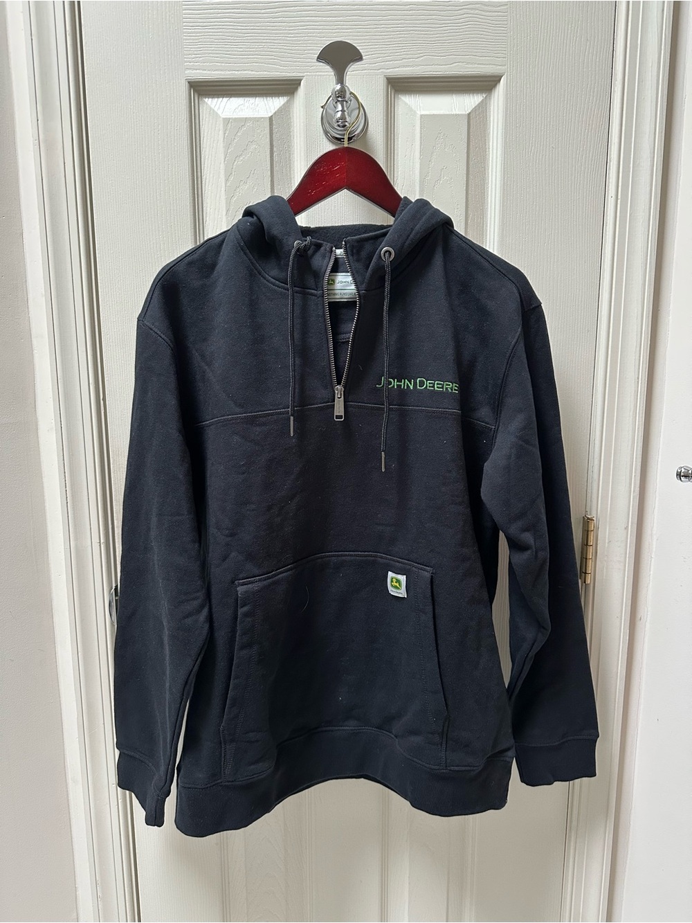 NWT John Deere Men's Quarter Zip Black Hoodie Size Medium